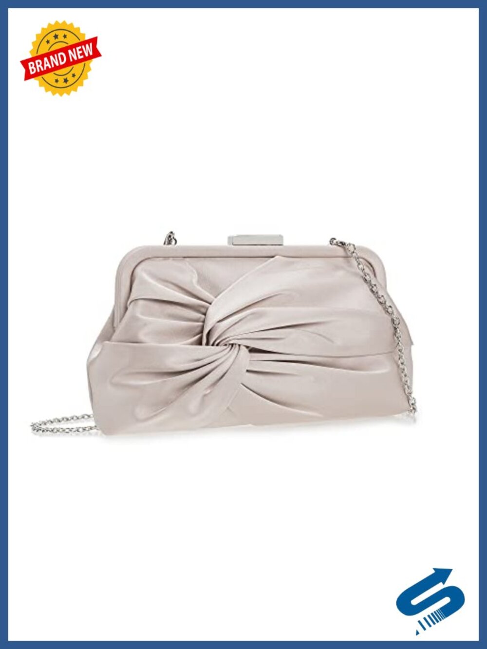 Satin Pleated Knot Clutch Evening Bag Formal Wedding Prom